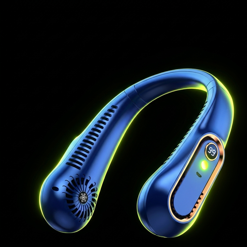 Portable Bladeless Neck Fan neon hero shot — UK Bass Merch accessories